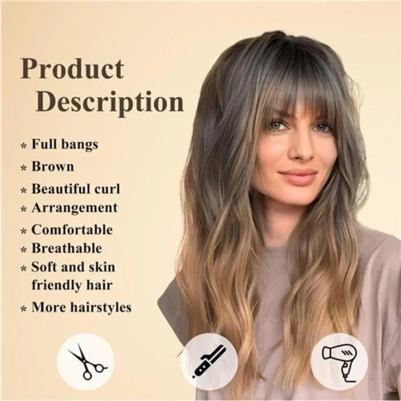 Womens Wigs With Bangs, Brown to Blonde *NEW*